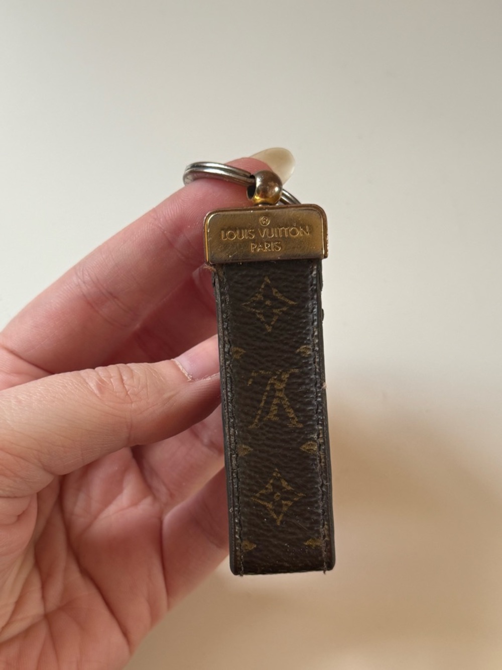 Vintage Louis Vuitton Monogram Strap Key Fob - Brown and Gold